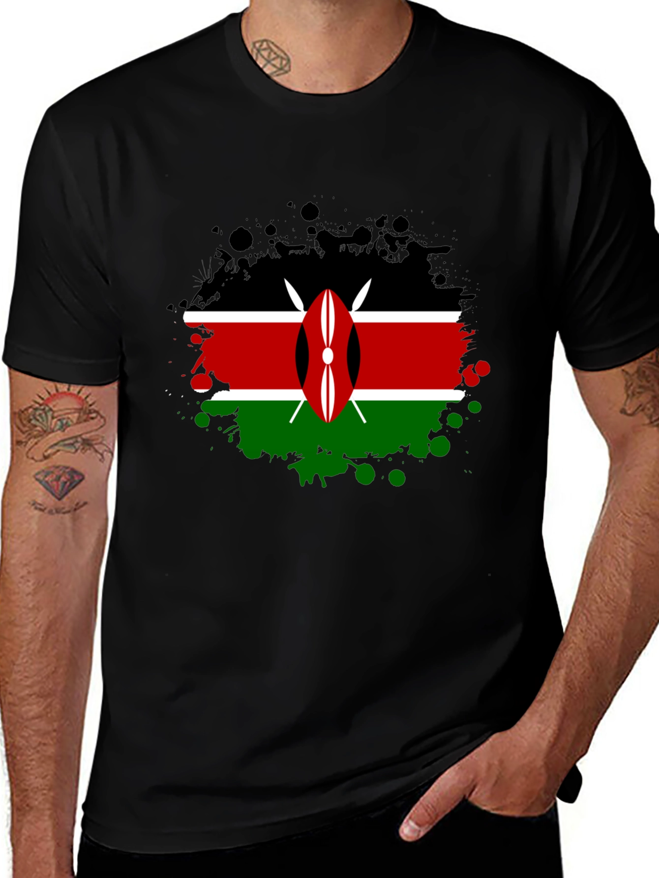 Kenya Flag T-Shirt - Black Cotton Tee
