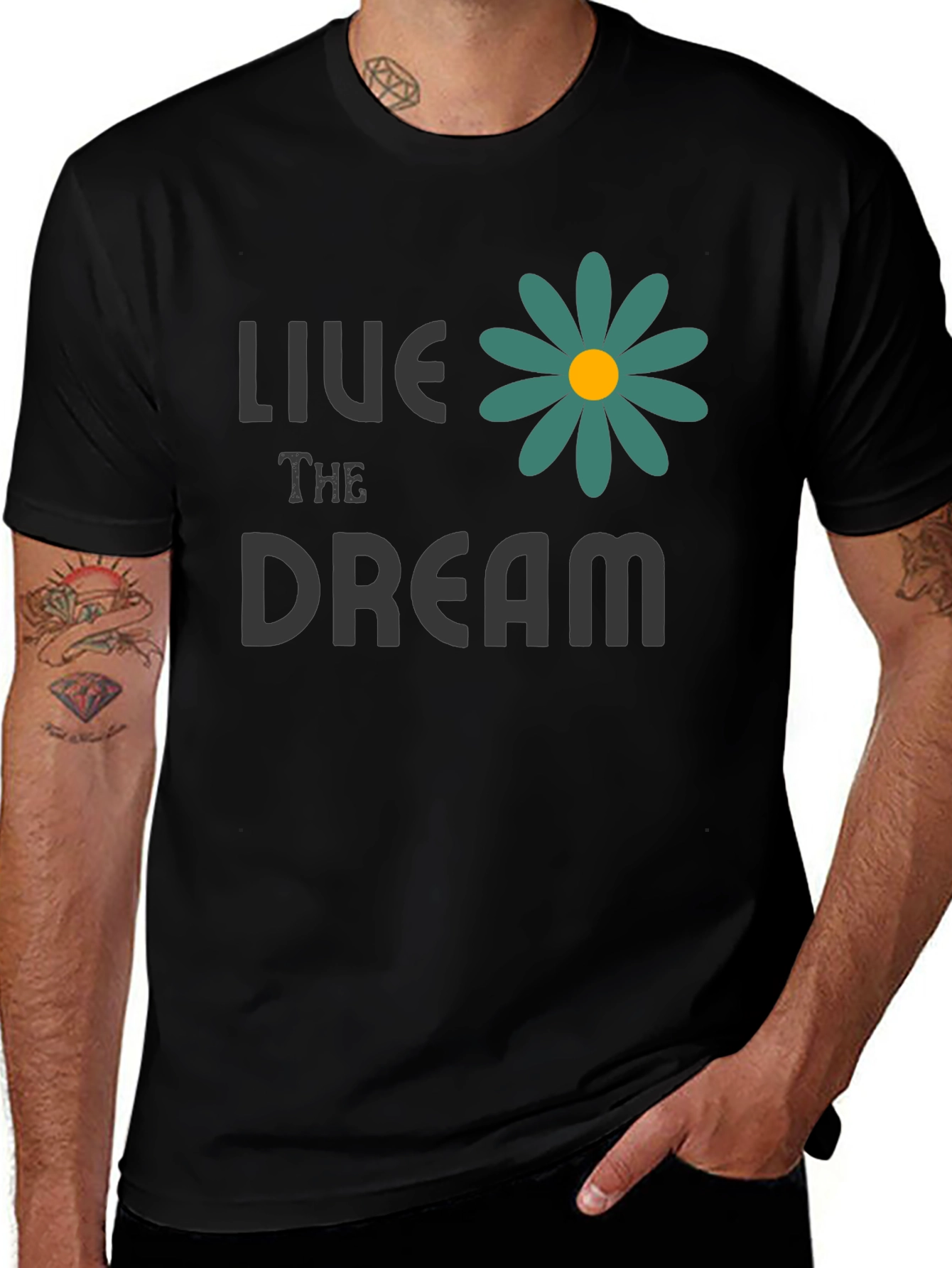 Variant 12 of Live the Dream T-Shirt with Floral Design