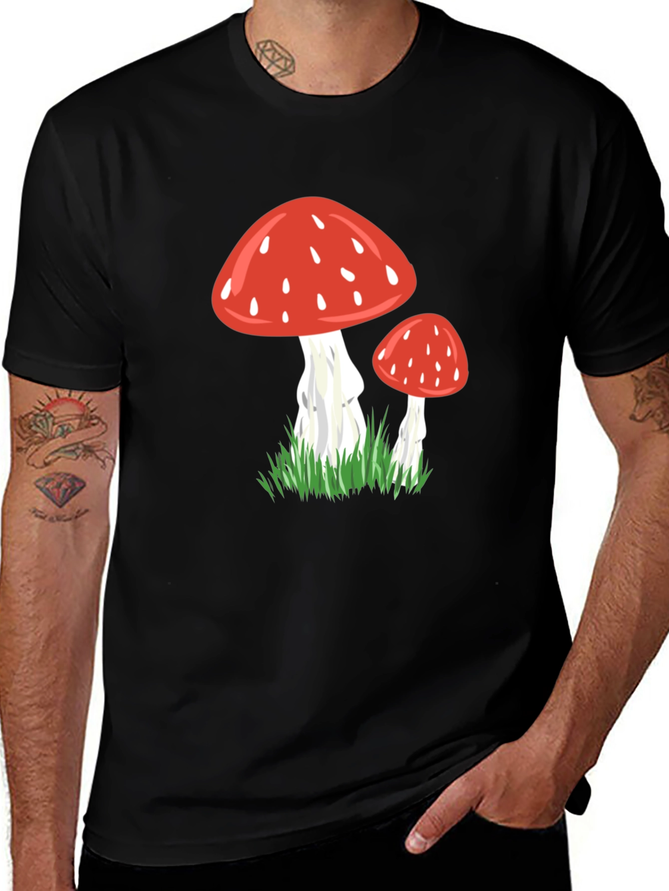 Variant 27 of Mushroom Graphic T-Shirt - Red & White Fungi Design