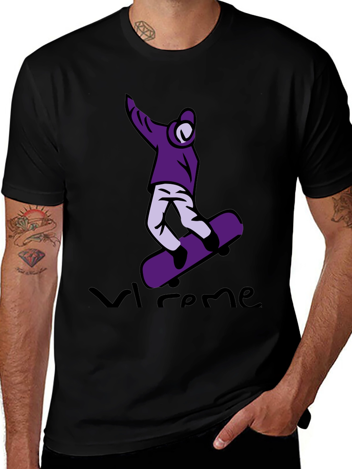 Variant 15 of Skateboarding Graphic Tee - Cool Purple Design