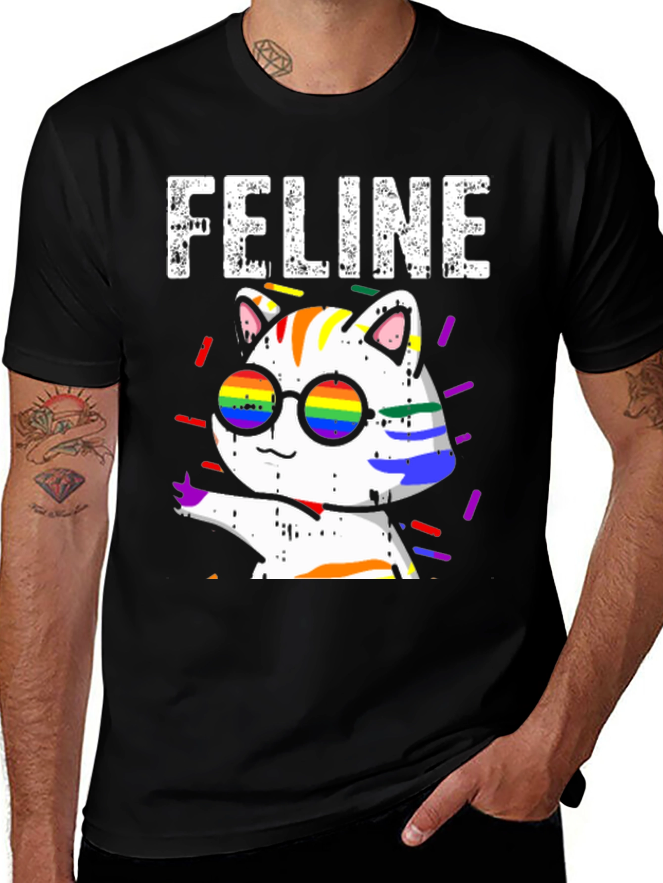 Variant 16 of Feline Pride T-Shirt - Rainbow Cat