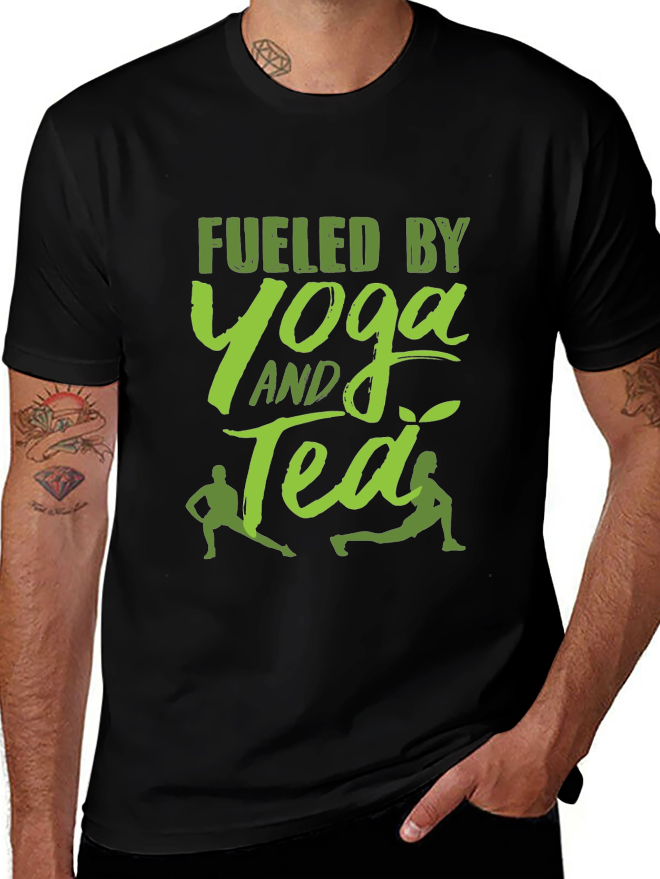 Variant 15 of Fueled By Yoga & Tea Black Graphic T-Shirt
