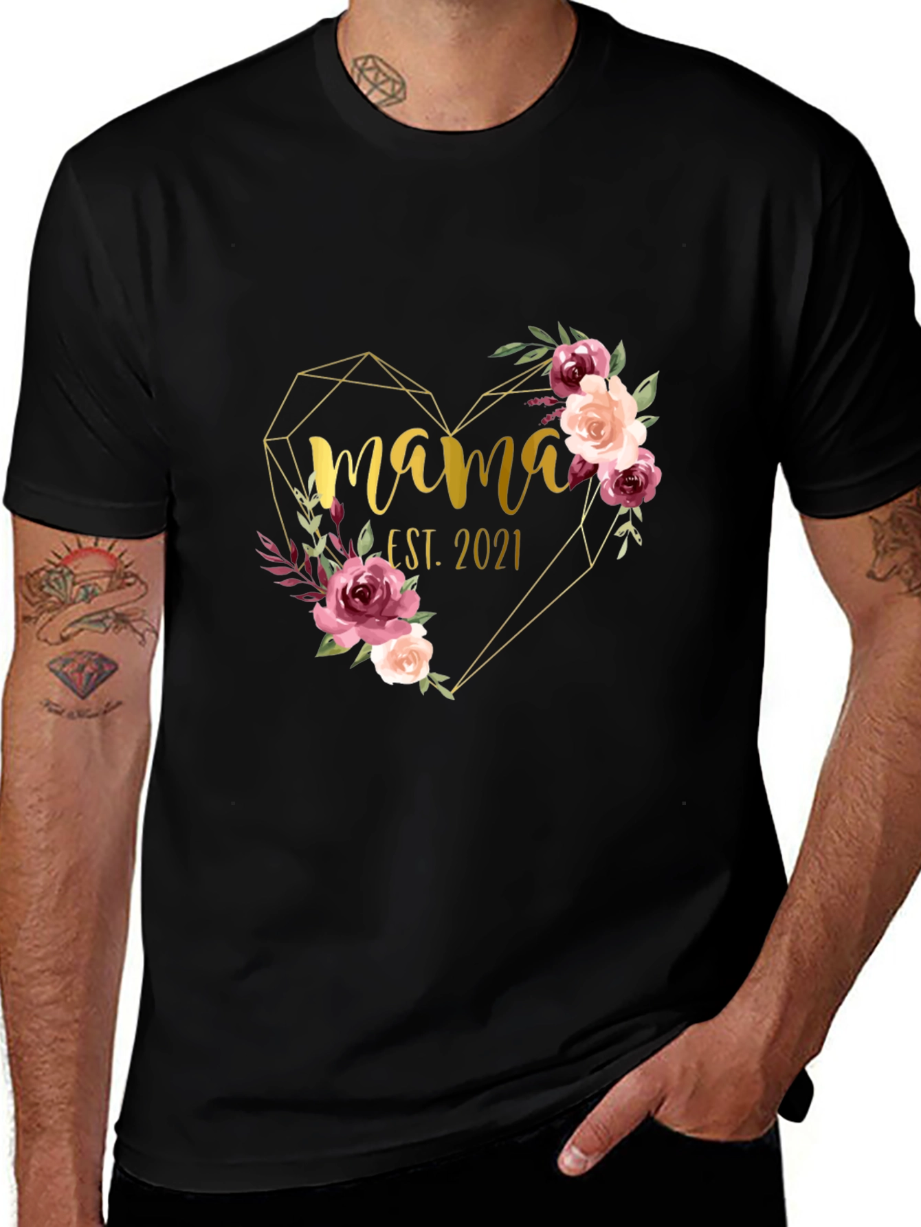 Variant 21 of Mama Est. 2021 Floral Heart T-Shirt - New Mom Gift