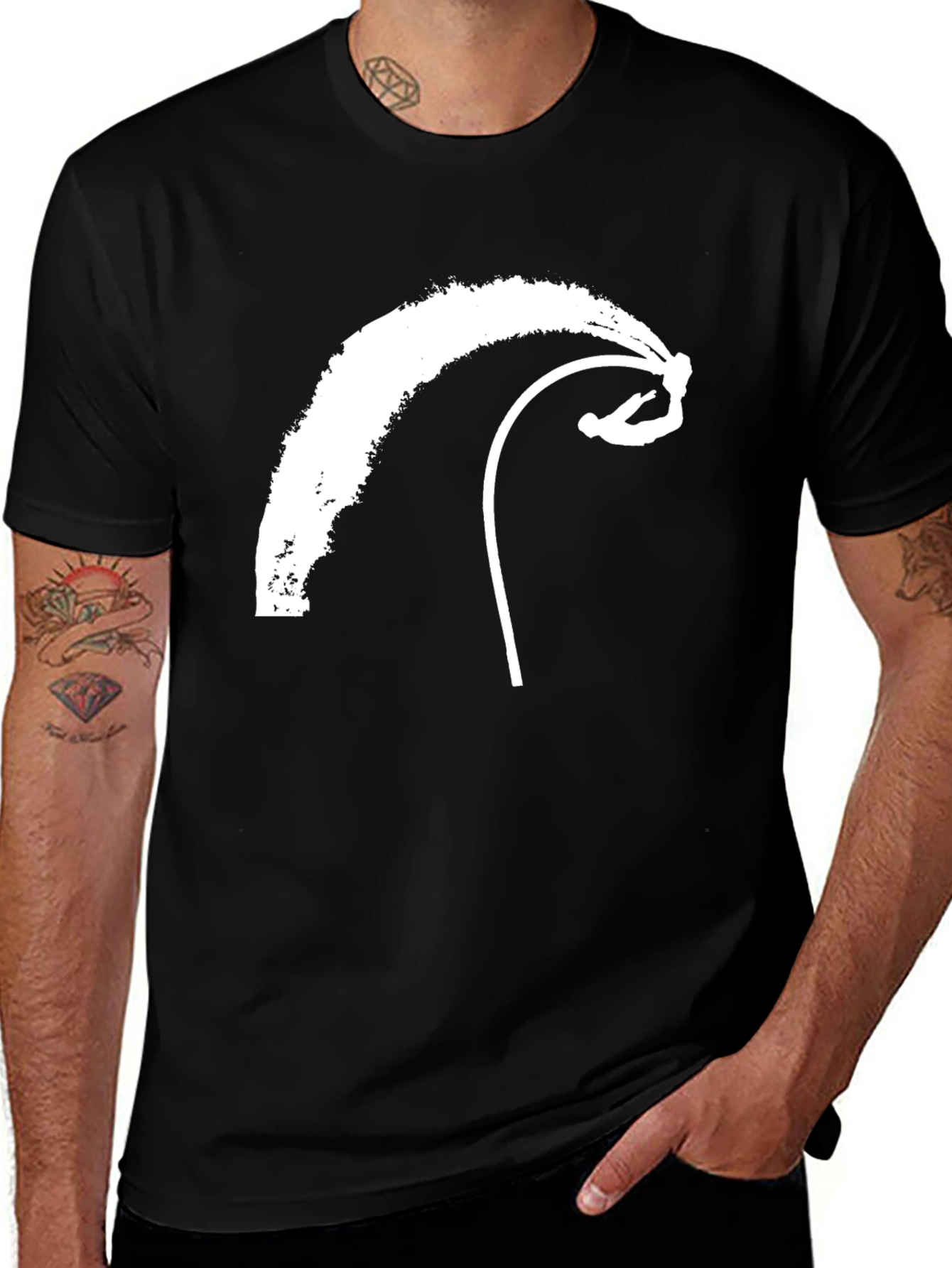 Variant 9 of Wakeboarding Graphic Tee - Black Cotton T-Shirt