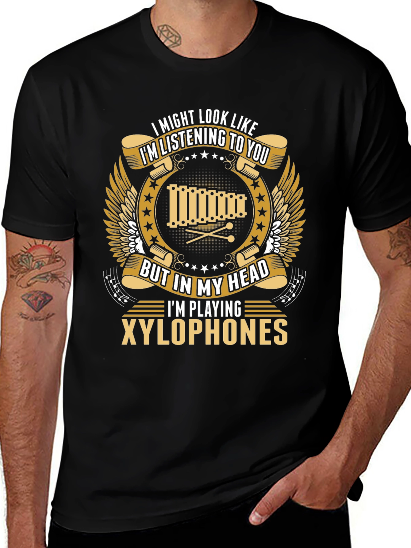 Variant 30 of Xylophone Player T-Shirt - I Might Look Like I'm Listening
