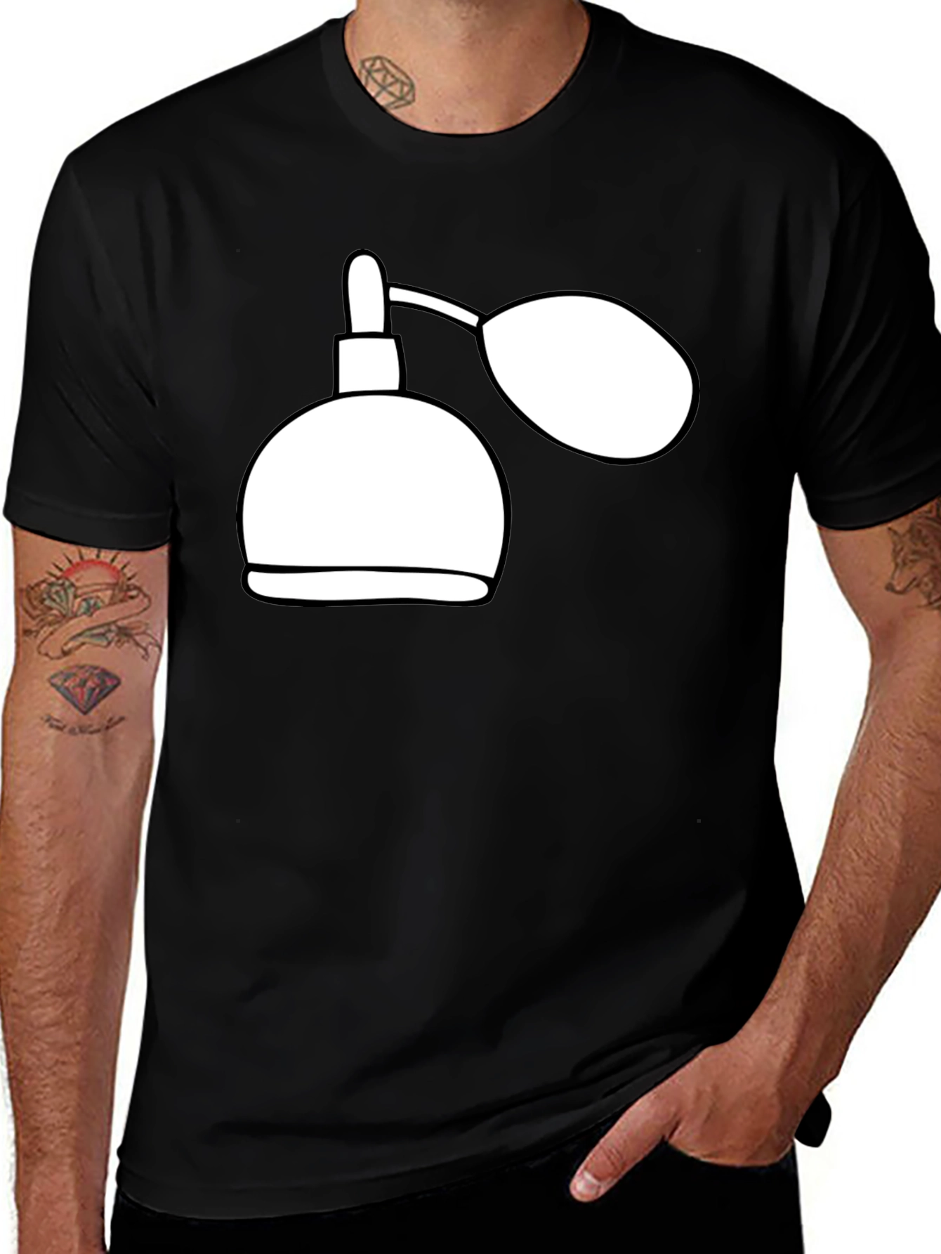Variant 29 of Black T-Shirt with Perfume Bottle Graphic