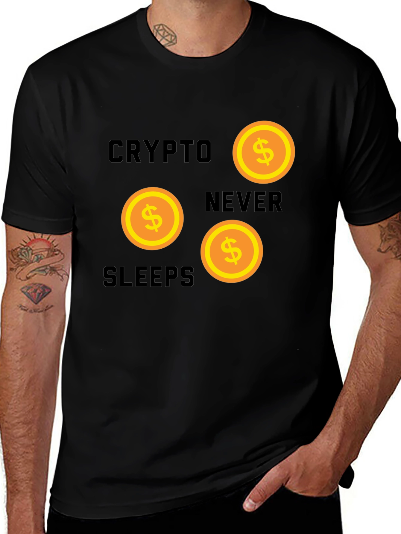 Black Crypto Never Sleeps Graphic Tee main image