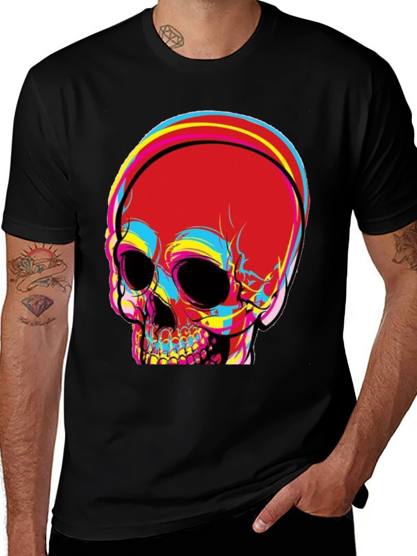 Black Skull Graphic Print Men's Black T-Shirt main image