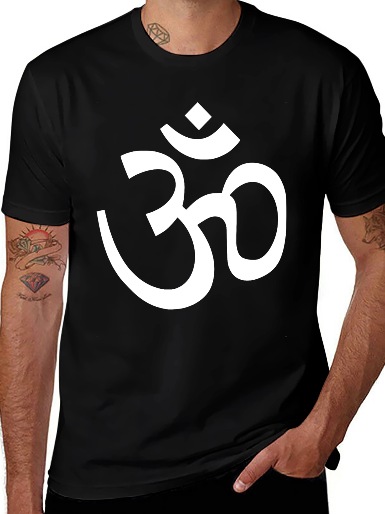 Variant 20 of Om Symbol Graphic Tee - Black Cotton Blend Shirt