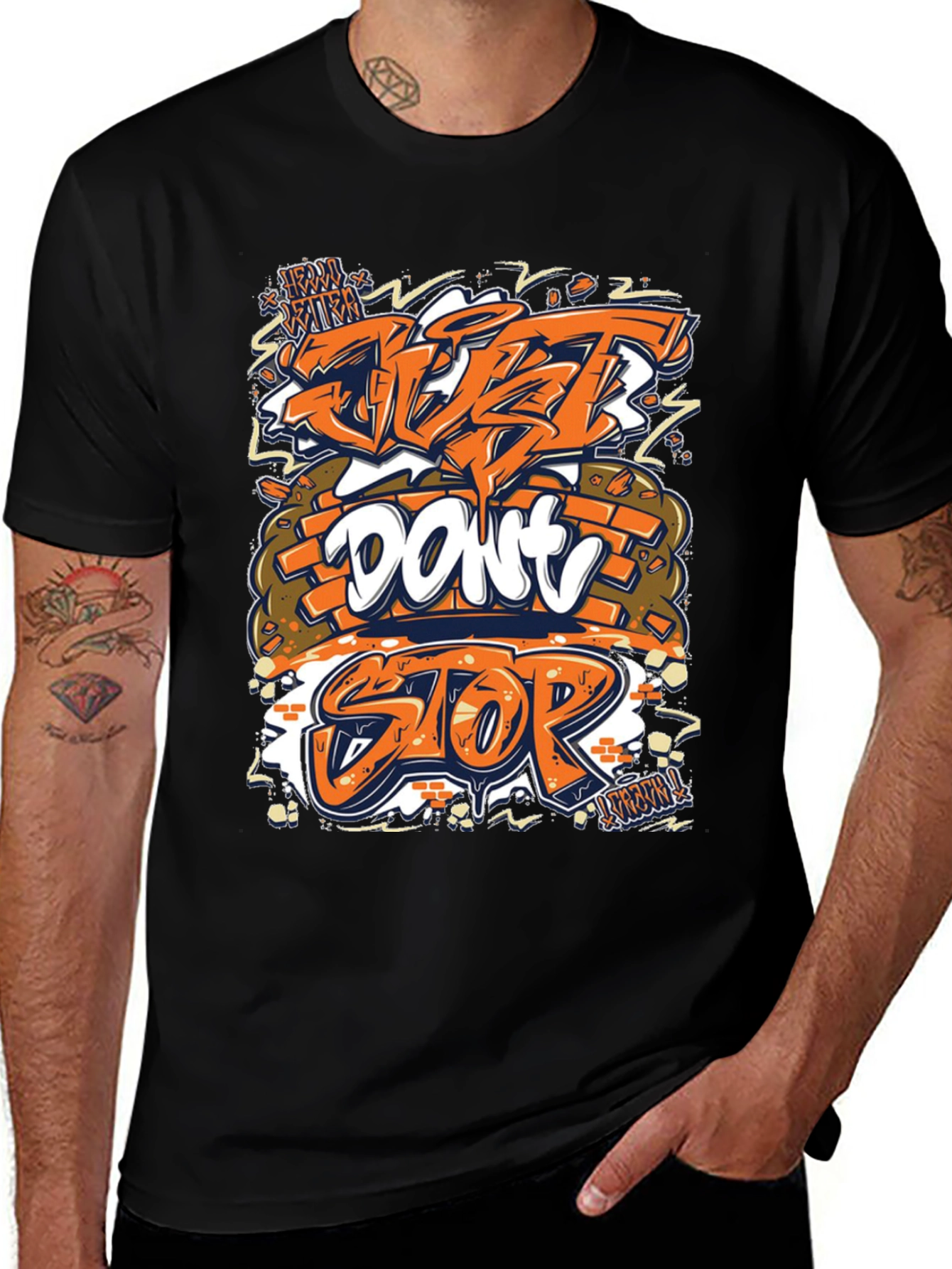 Variant 13 of Just Don't Stop Graphic Tee - Black