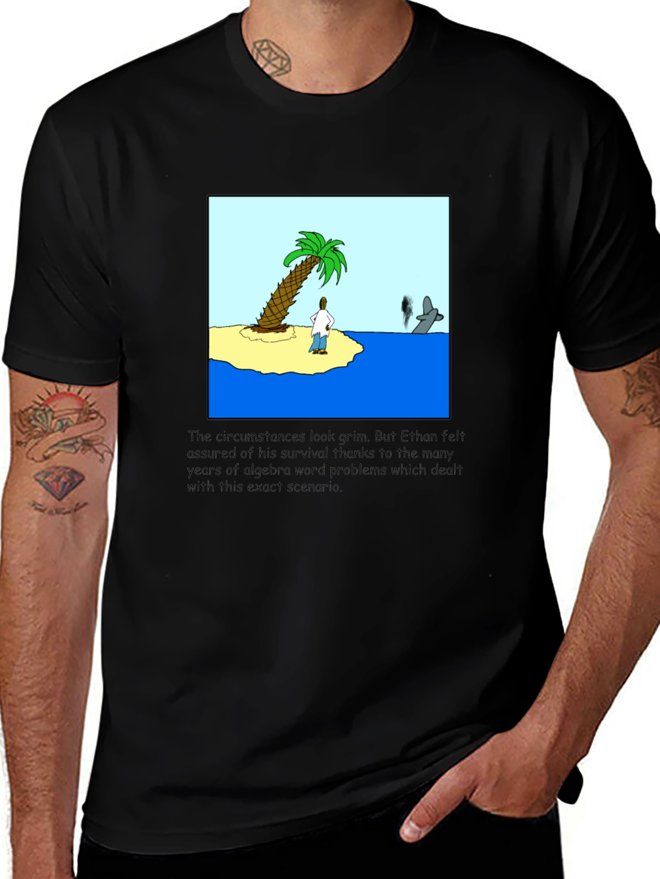 Variant 4 of Algebra Island T-Shirt - Survival Scenario Humor