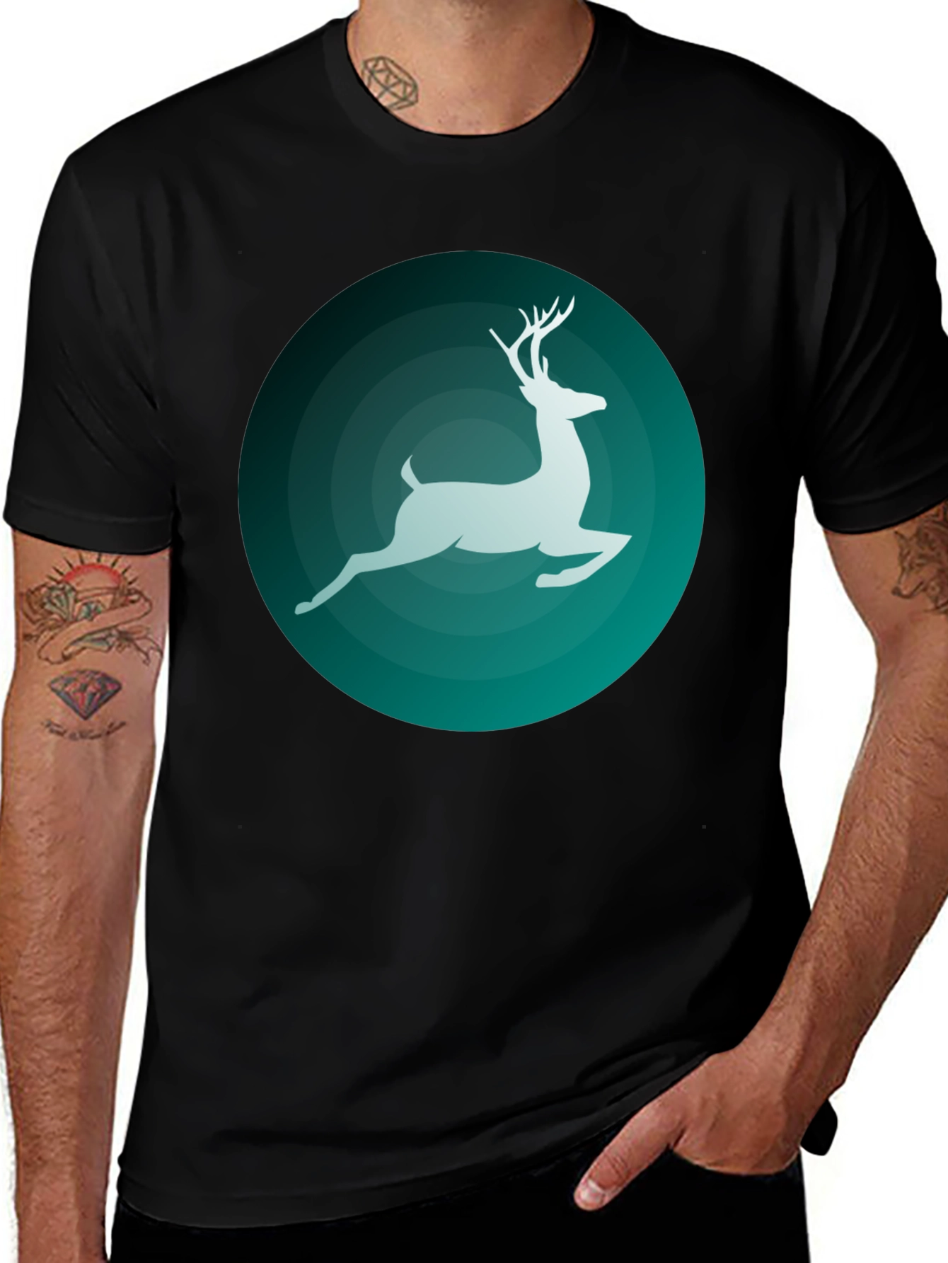 Variant 15 of Deer Silhouette Graphic Tee - Black