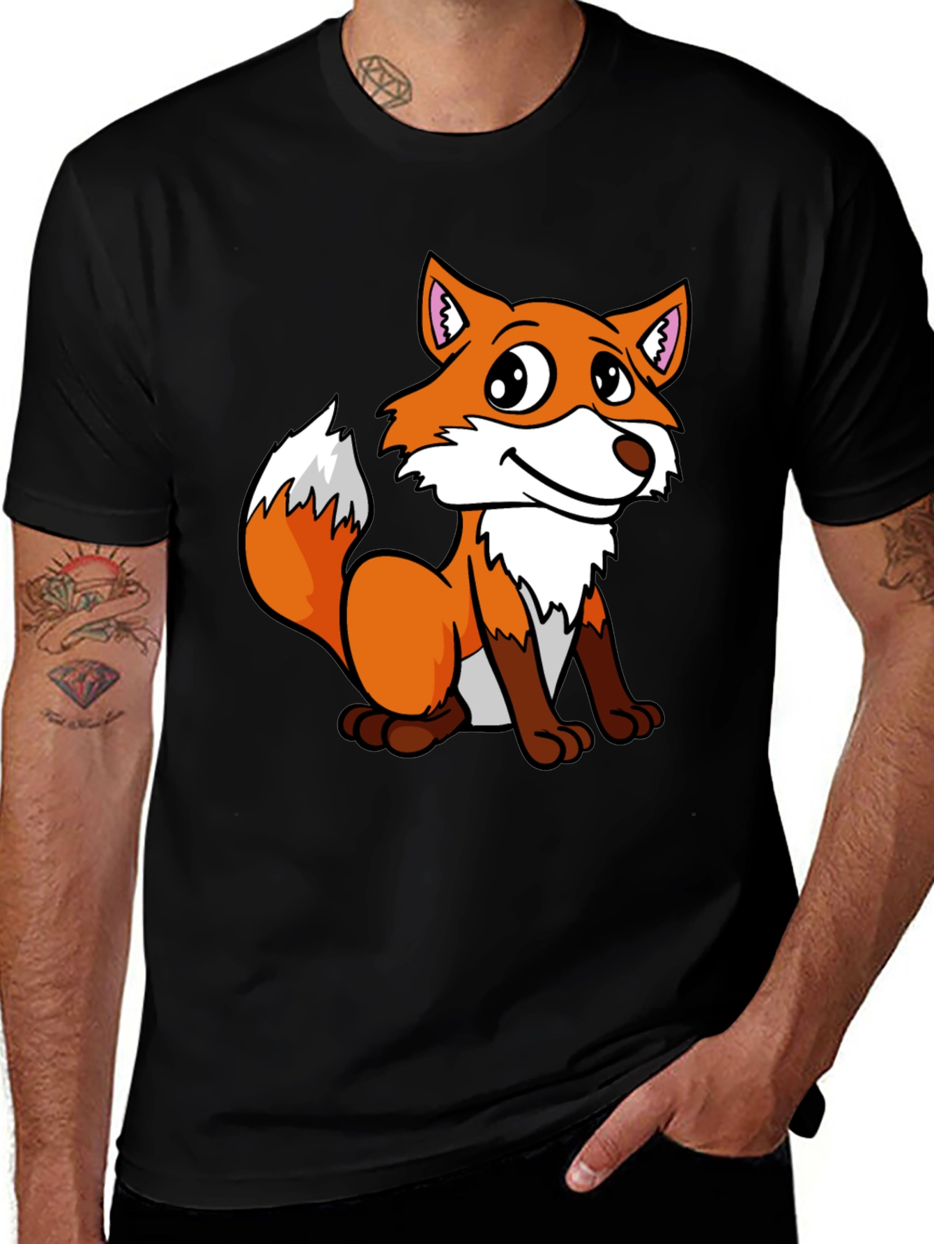 Variant 20 of Cute Fox Graphic Tee - Unisex Black T-Shirt