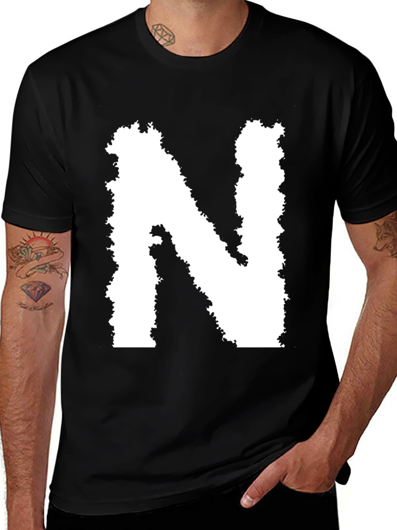Variant 18 of Bold Letter N Graphic T-Shirt - Casual Wear