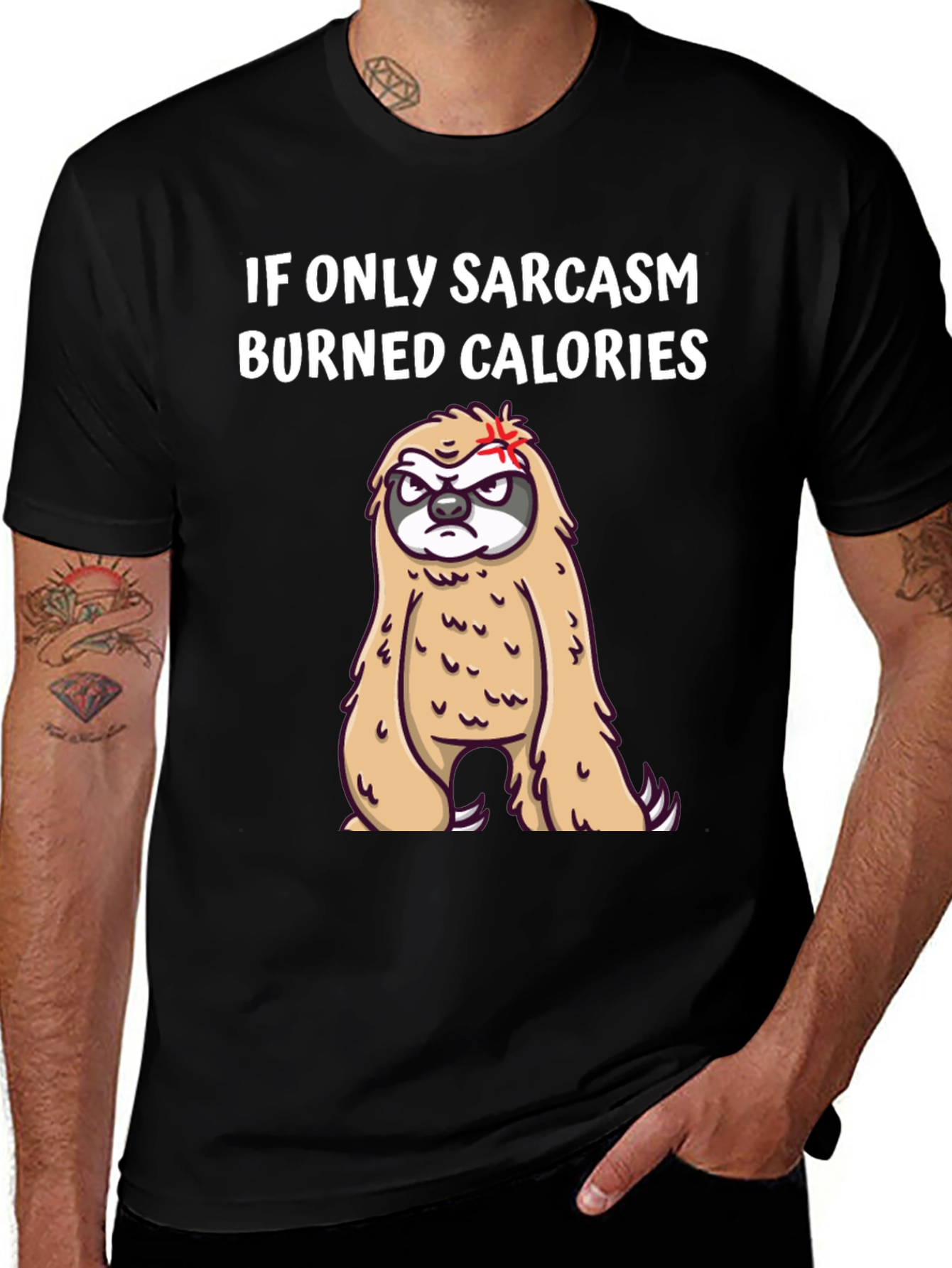 Variant 24 of Sarcasm Burns Calories Sloth Graphic Tee