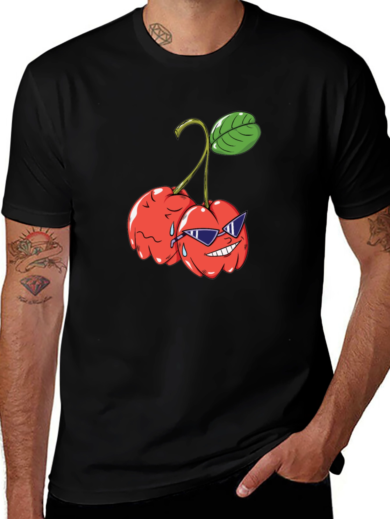 Variant 16 of Cool Cherries Black T-Shirt - Stylish Fruit Graphic Tee
