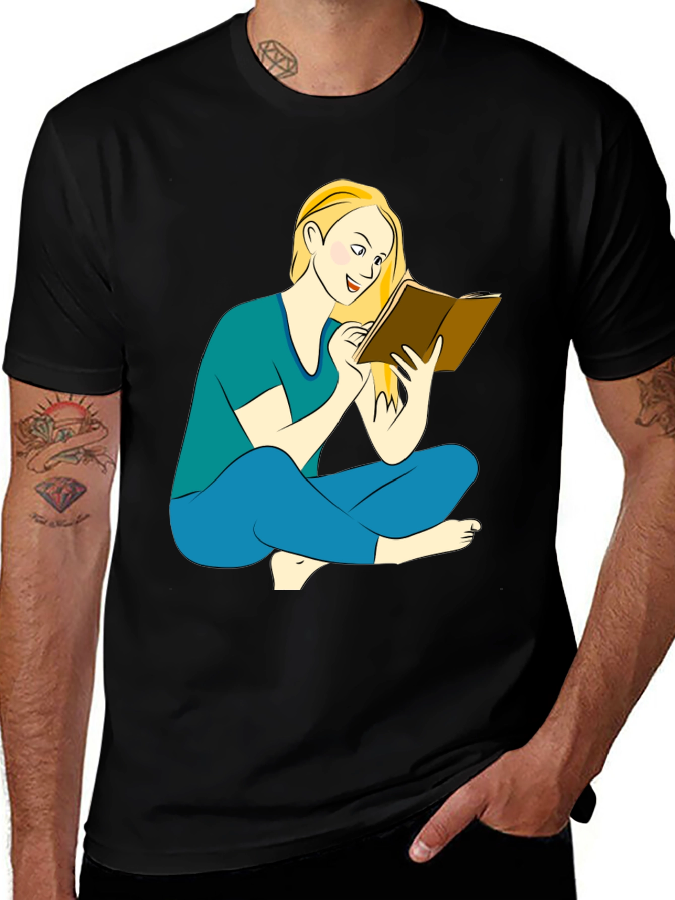 Variant 6 of Reading Woman Graphic Tee - Casual Comfort