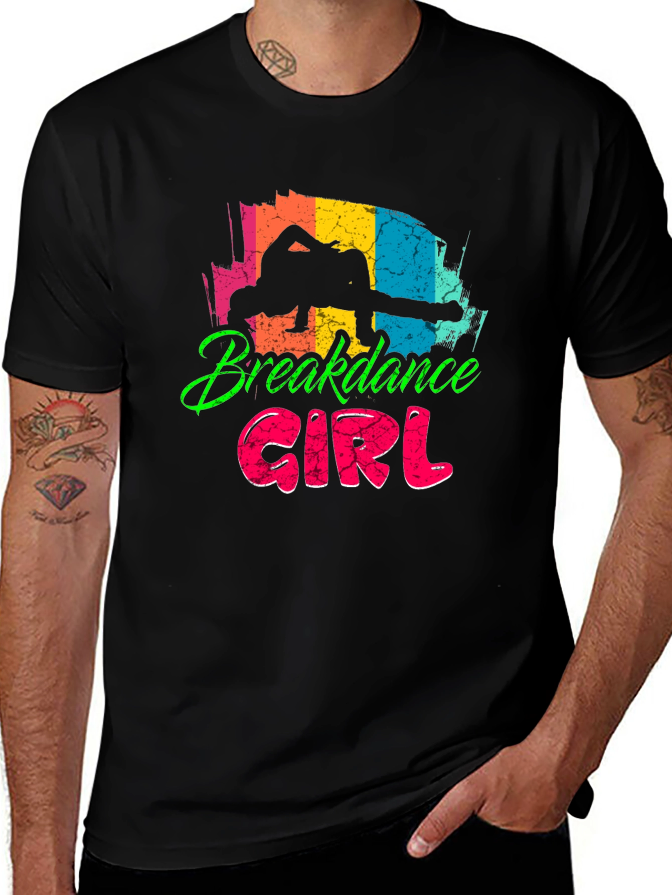 Variant 23 of Breakdance Girl Black T-Shirt - Fun Graphic Tee
