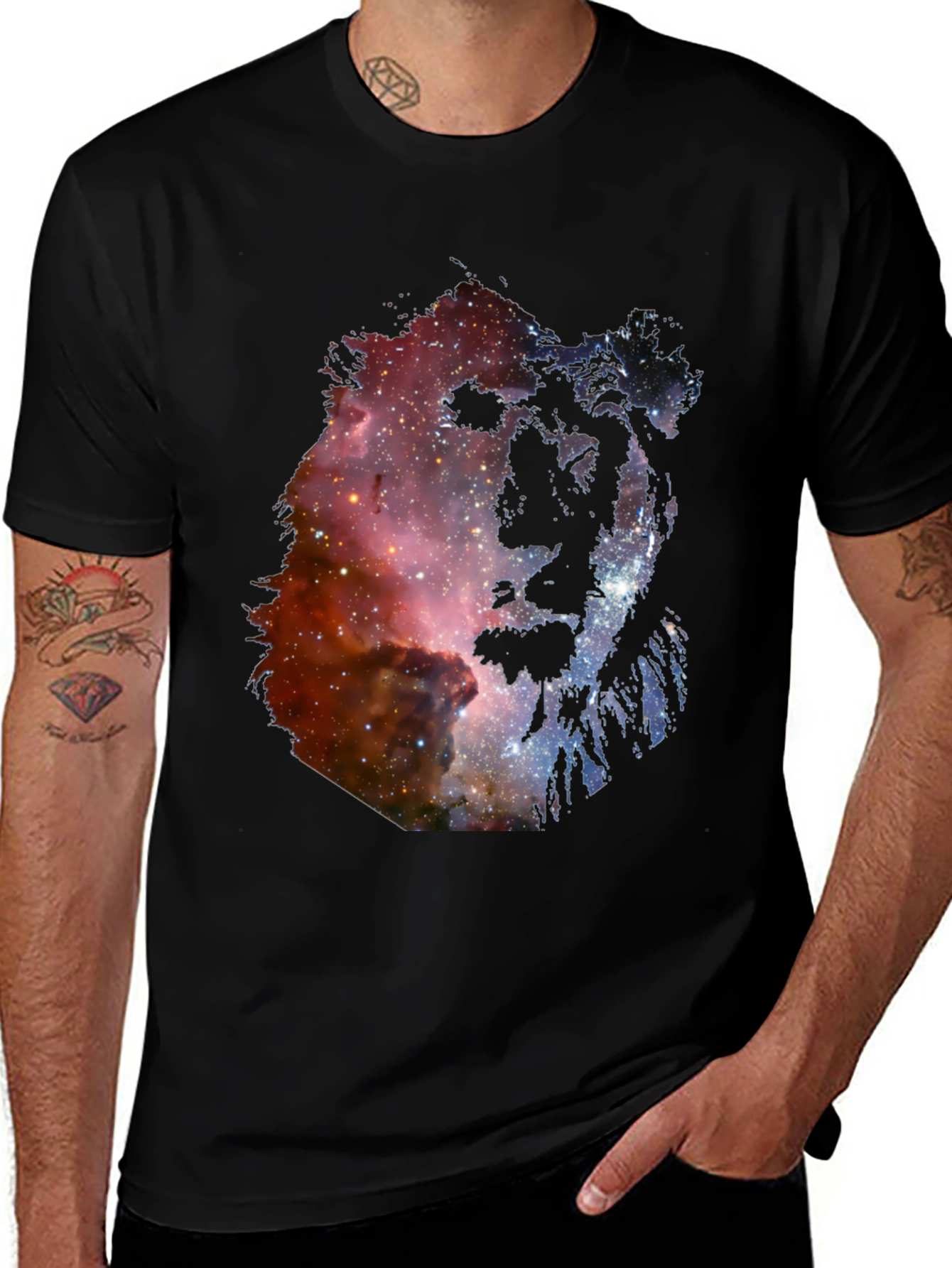 Variant 25 of Galaxy Lion Graphic Tee - Unisex Black T-Shirt
