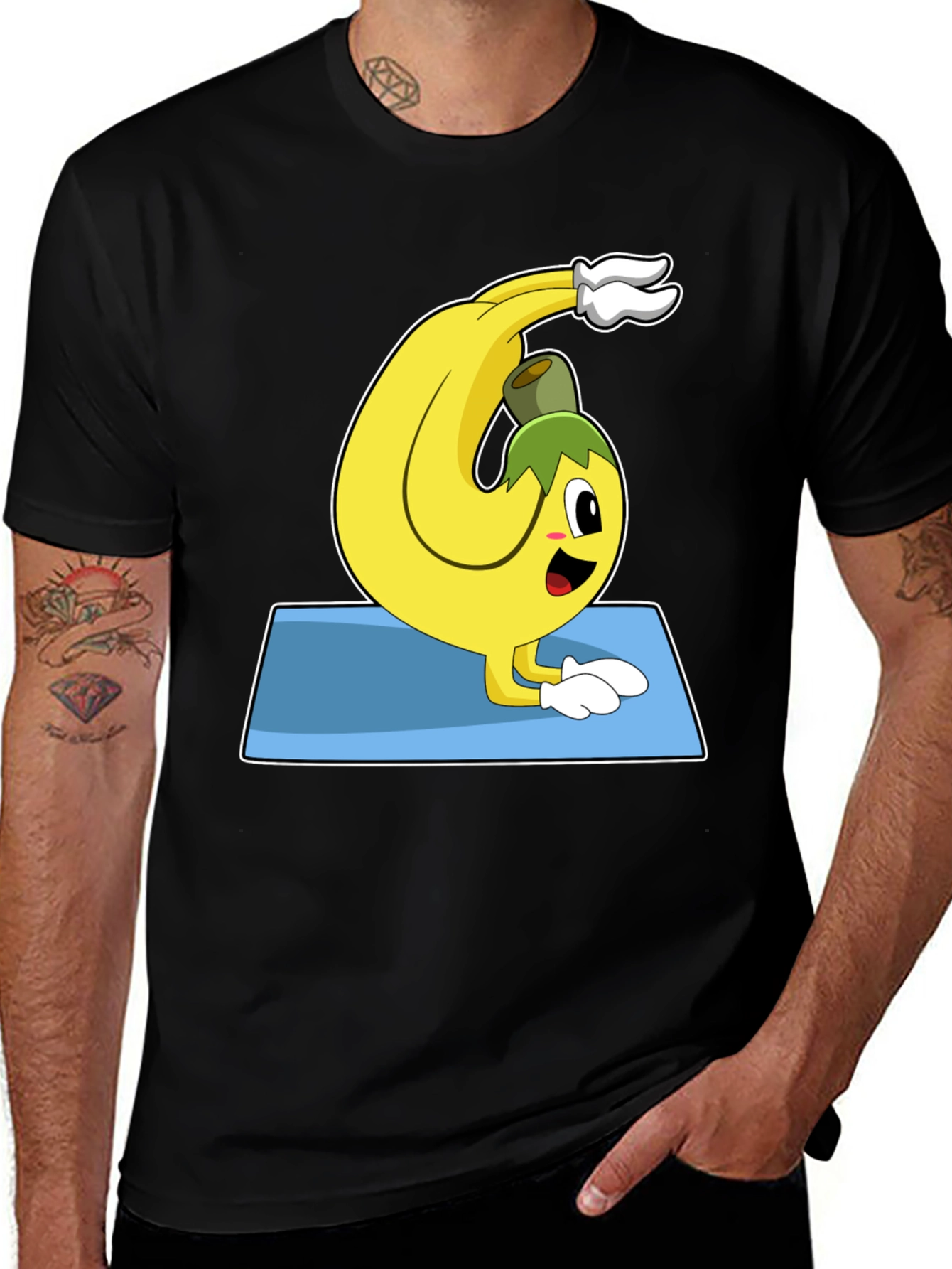 Variant 23 of Yoga Banana T-Shirt - Black Graphic Tee