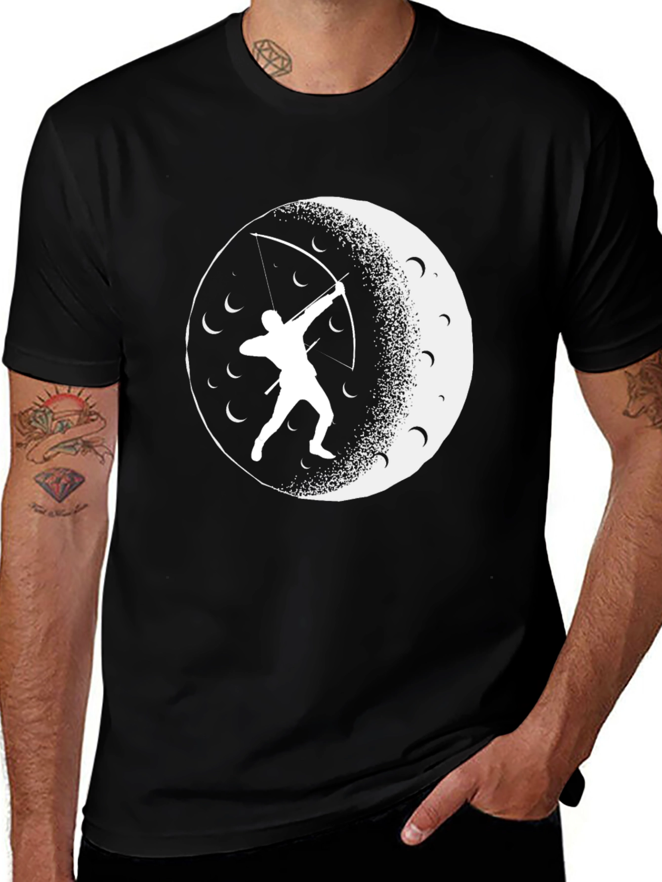 Variant 18 of Archer Moon T-Shirt - Black Graphic Tee