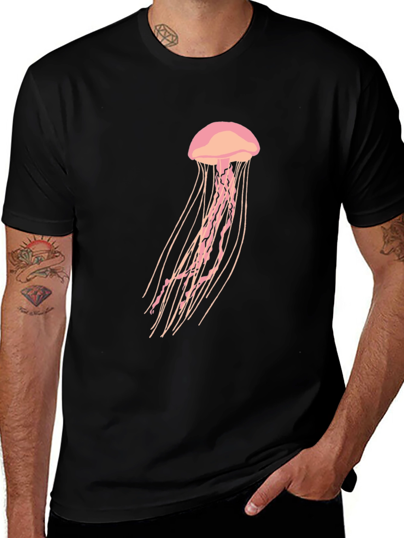 Variant 11 of Jellyfish Graphic Print Black T-Shirt