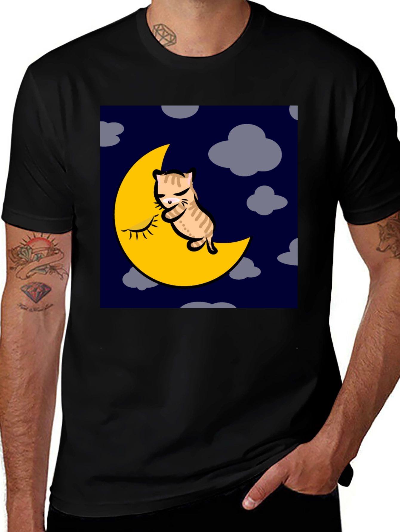 Variant 28 of Cat Napping on Moon Graphic T-Shirt