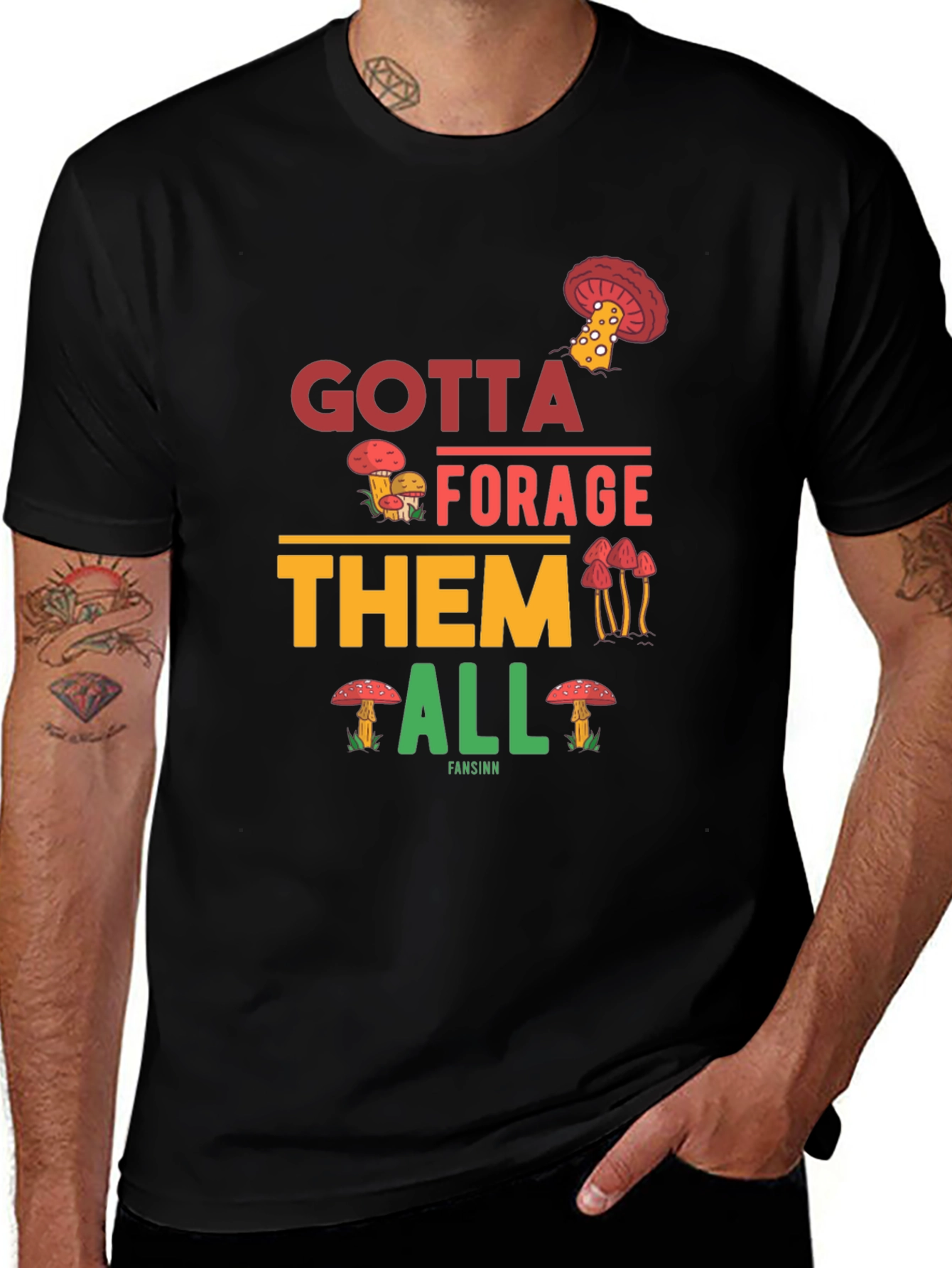 Variant 11 of Gotta Forage Them All Graphic Tee - Mushroom Hunting T-Shirt