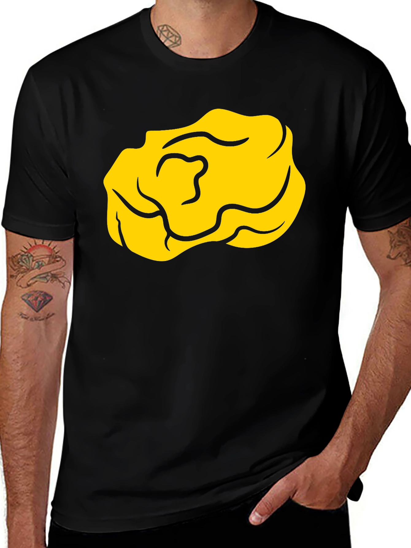 Variant 17 of Cartoon Yellow Nugget Black T-Shirt