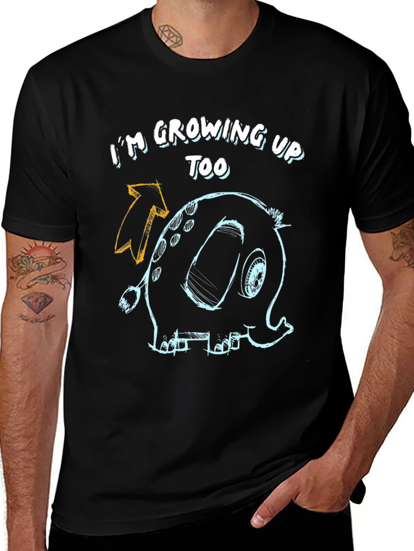 I'm Growing Up Too Elephant Graphic Tee - Black Cotton Shirt