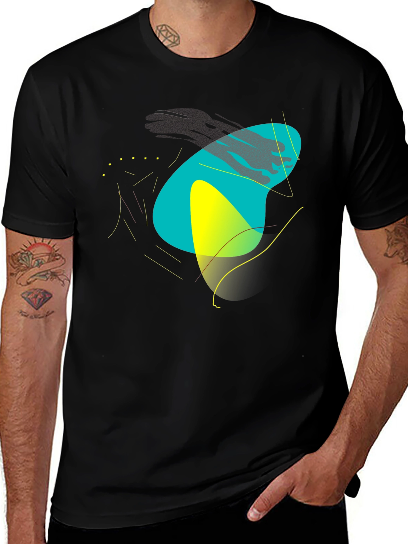 Variant 14 of Abstract Graphic Print Black T-Shirt