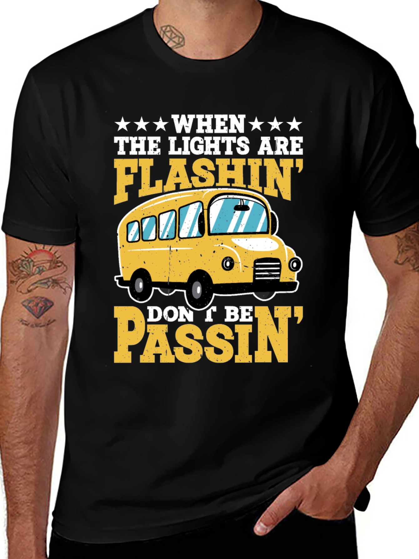 Variant 24 of Flashing Lights School Bus Graphic T-Shirt