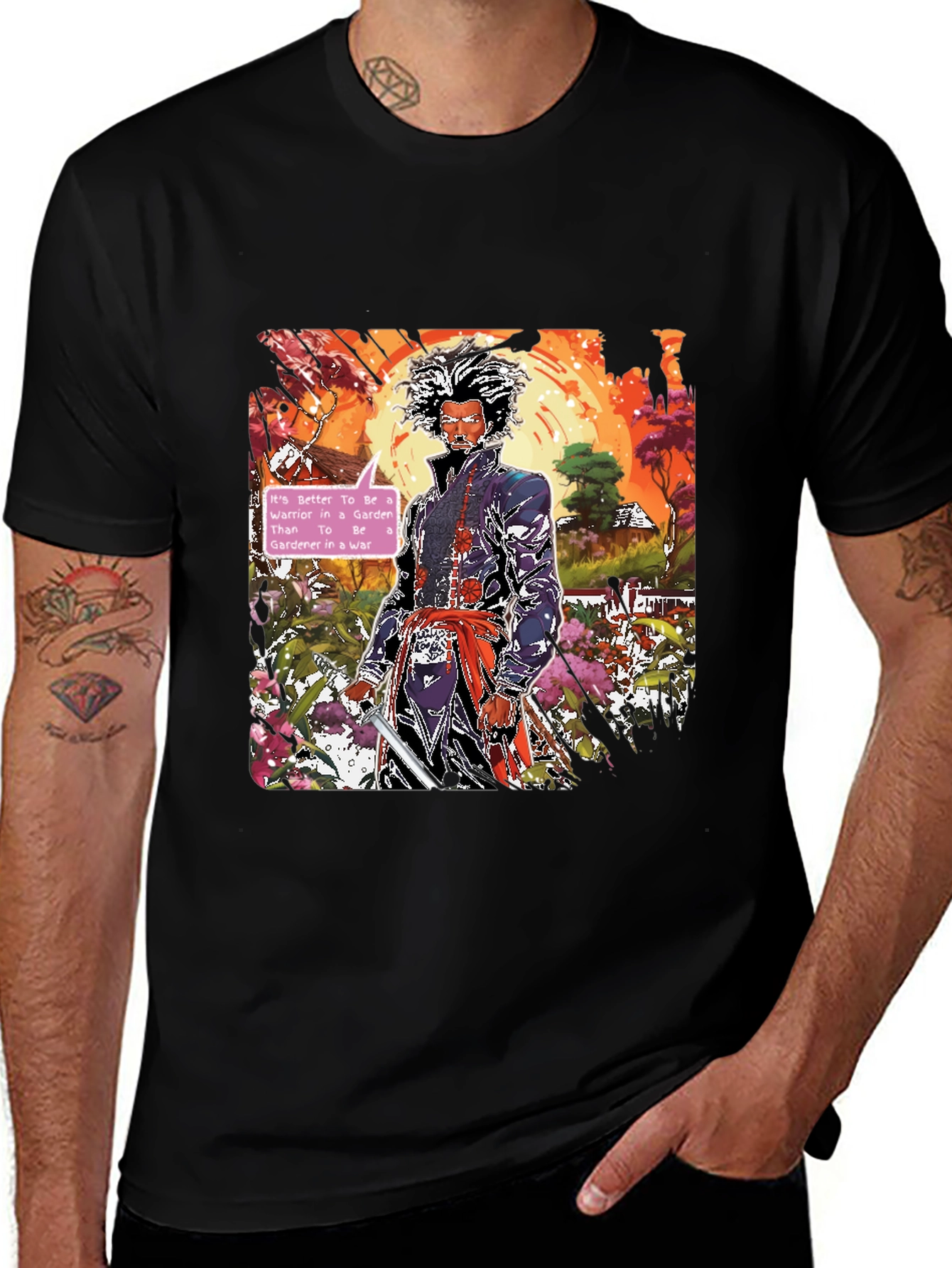 Variant 6 of Samurai Warrior in a Garden T-Shirt