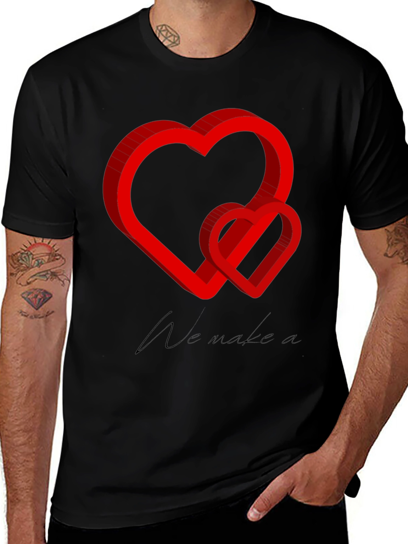 Variant 29 of Heart to Heart Graphic Tee - Black