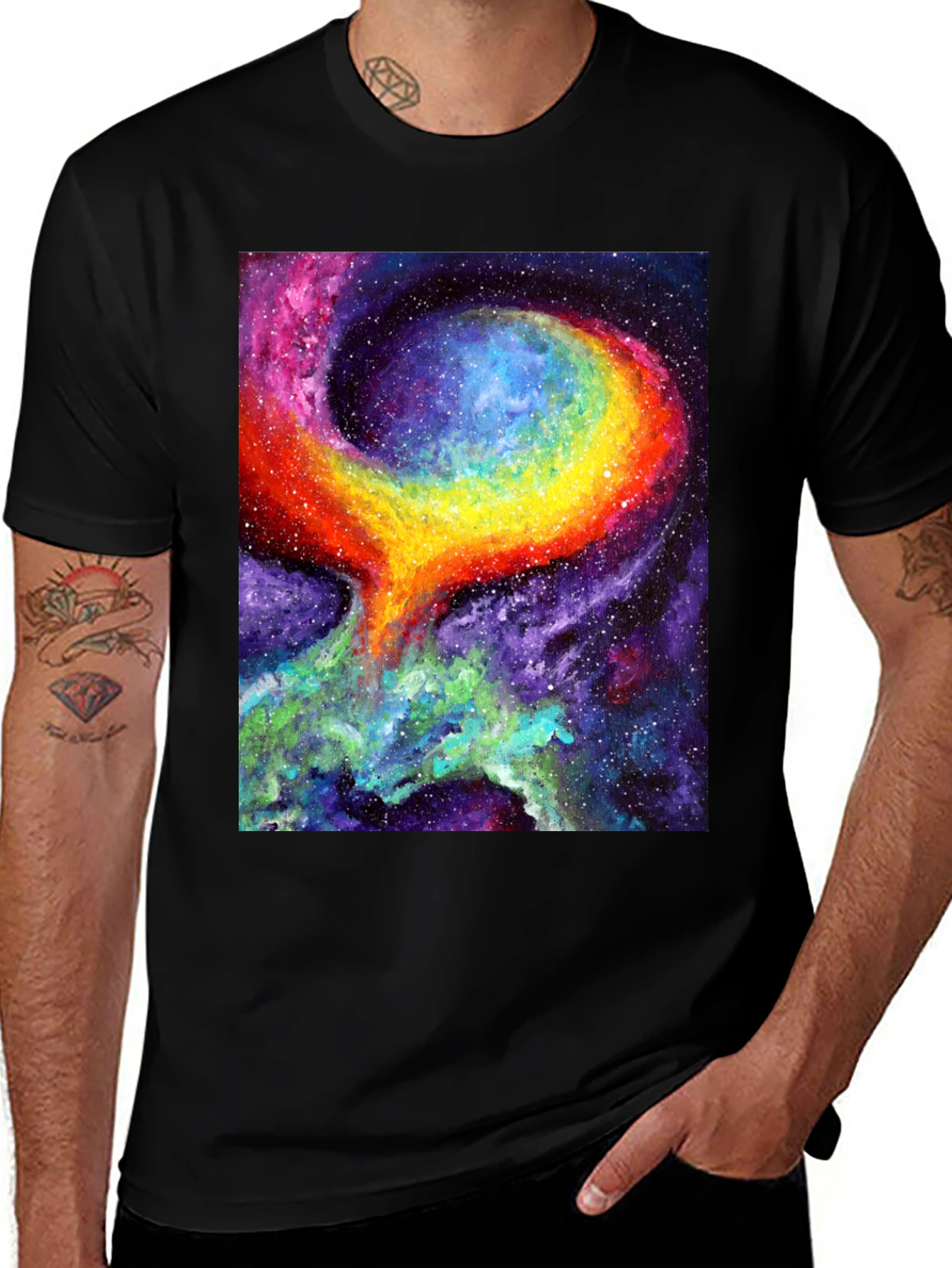 Variant 8 of Nebula Art Black T-Shirt - Cosmic Galaxy Design
