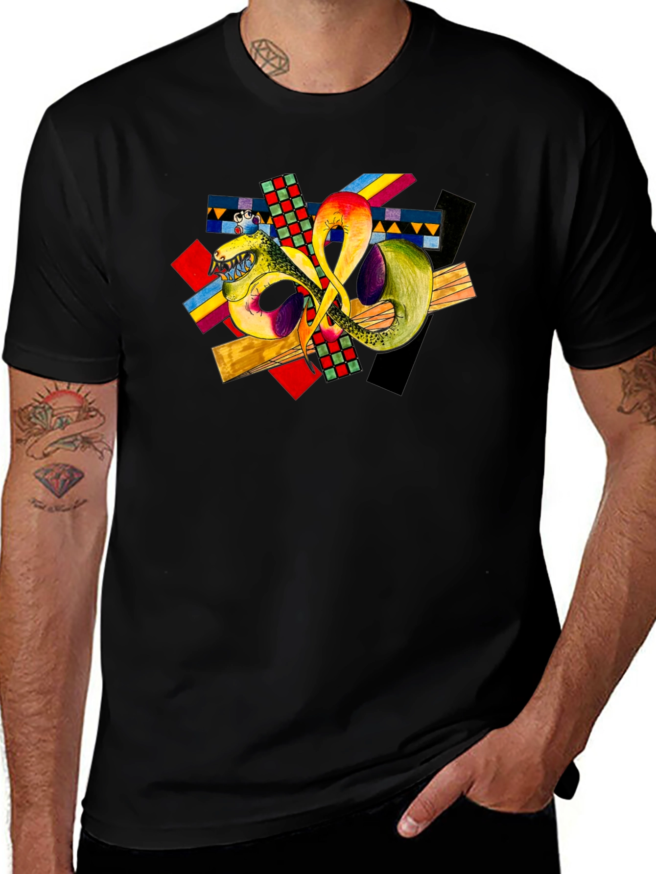 Variant 14 of Abstract Art Graphic T-Shirt - Black