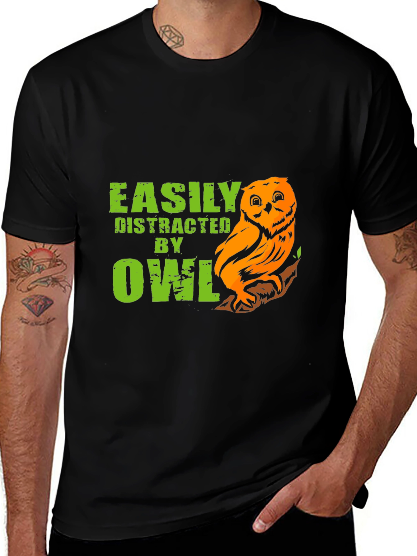 Variant 8 of Easily Distracted By Owls Funny T-Shirt