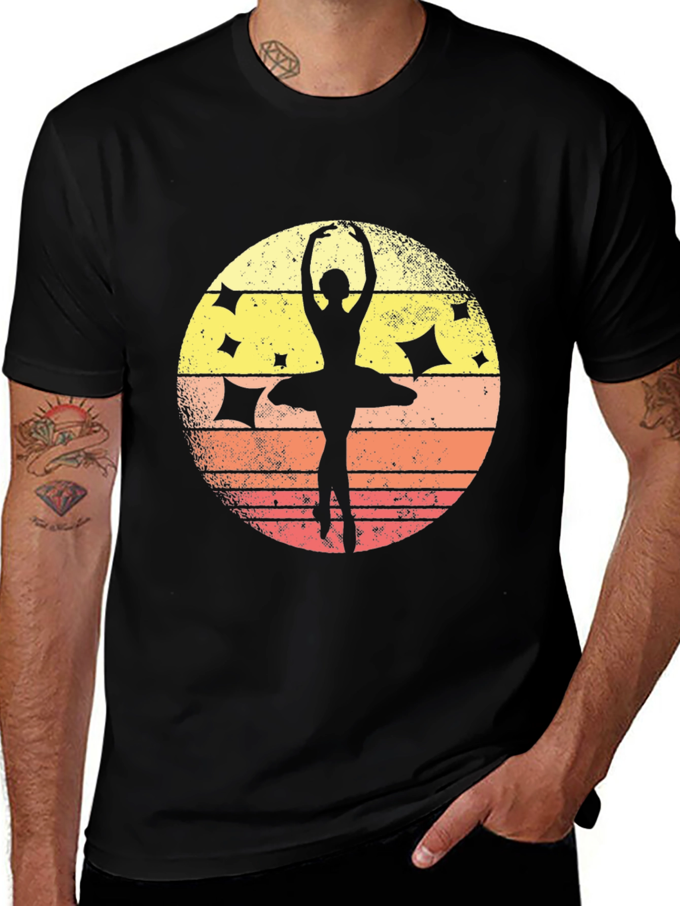 Black Ballet Dancer Silhouette Graphic Tee main image