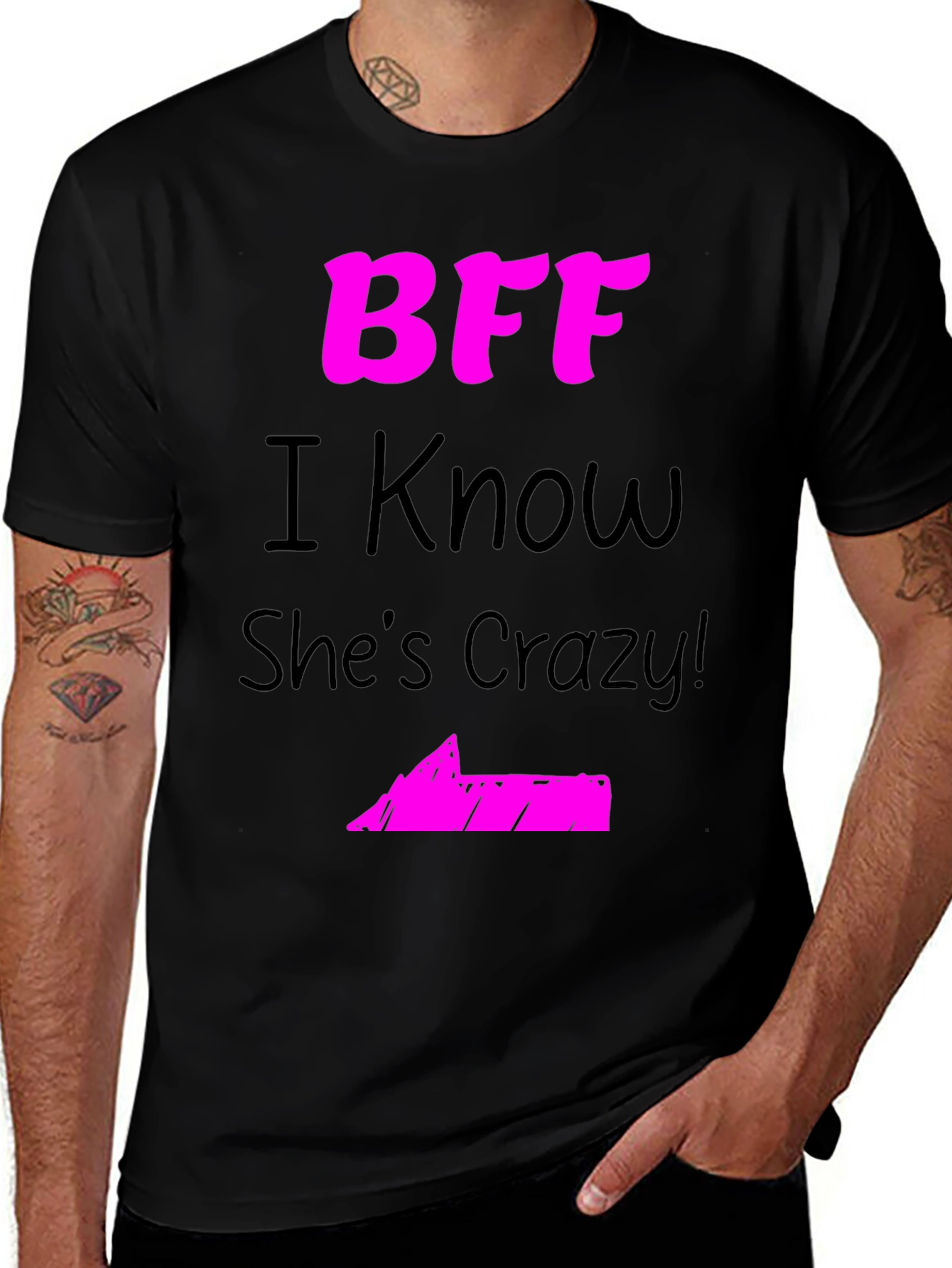BFF Crazy Friend Graphic Tee - Black