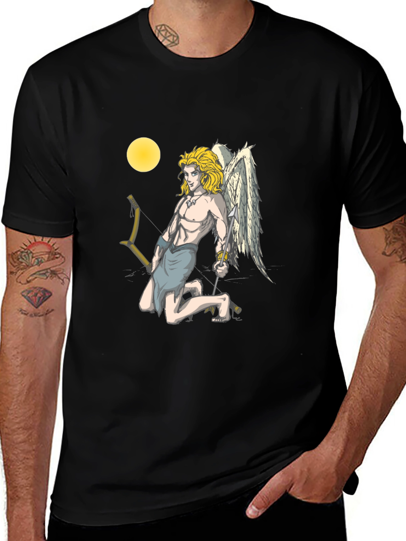 Variant 27 of Cupid Graphic Tee - Black Cotton T-Shirt