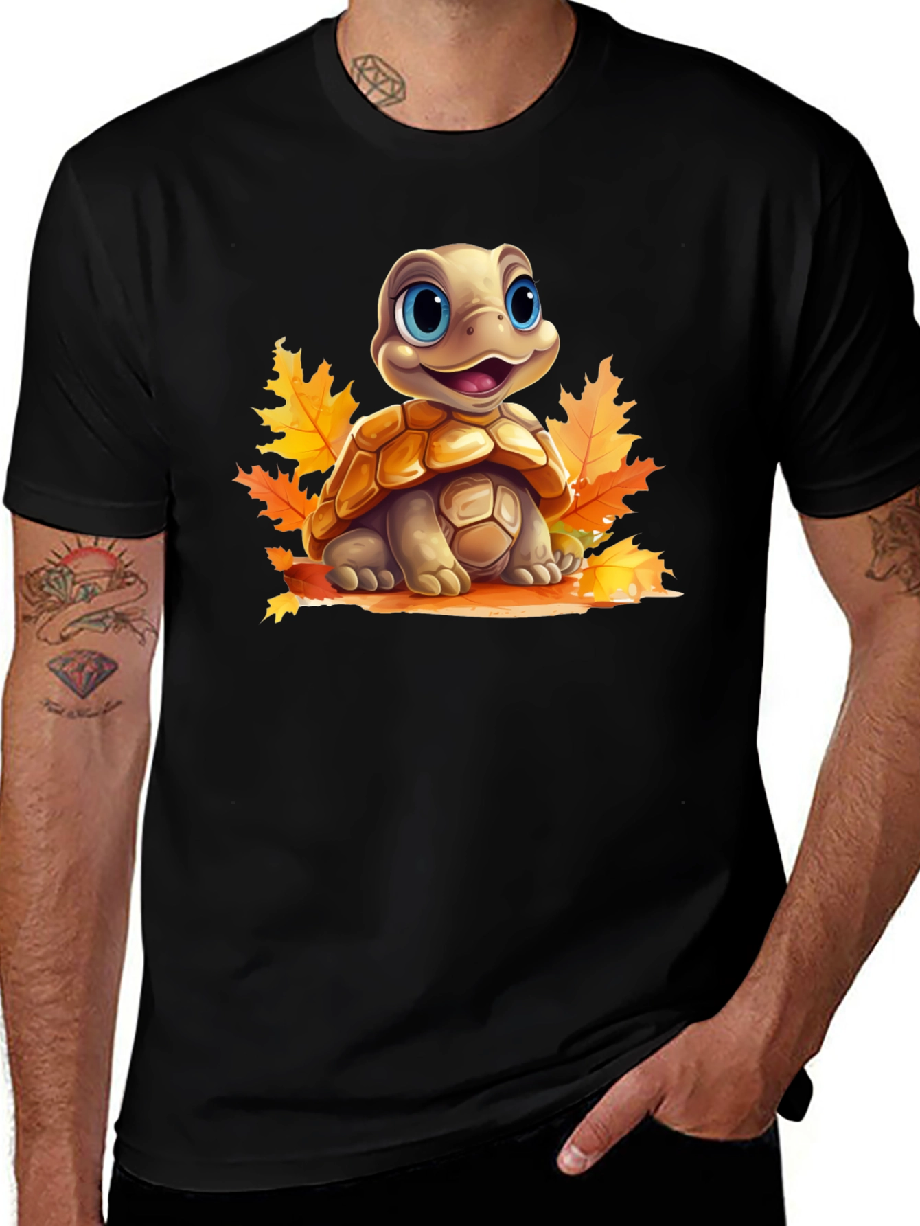Variant 22 of Turtle in Leaves Graphic Tee