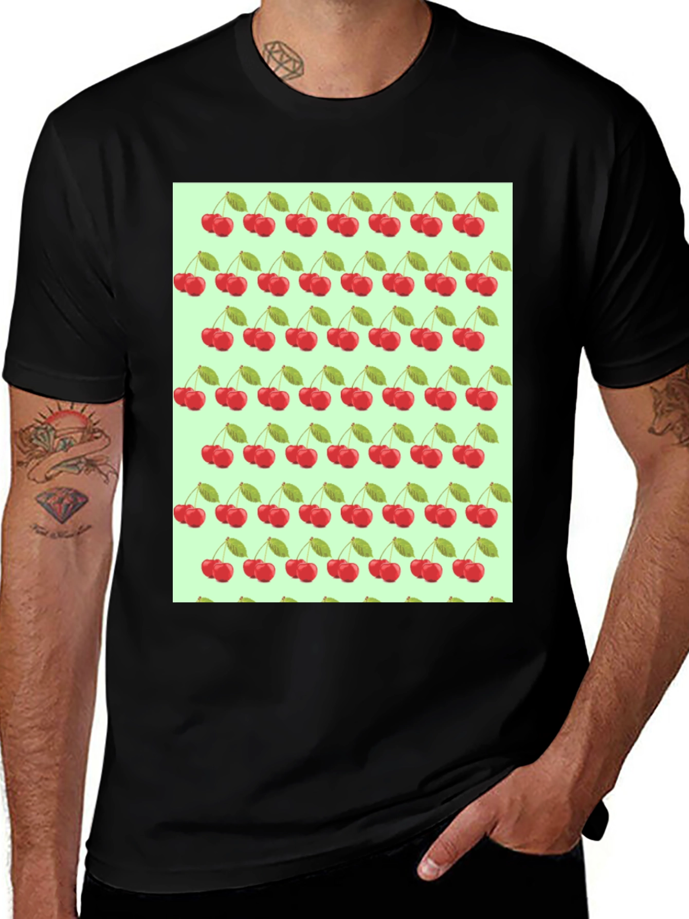 Variant 15 of Cherry Print Black T-Shirt