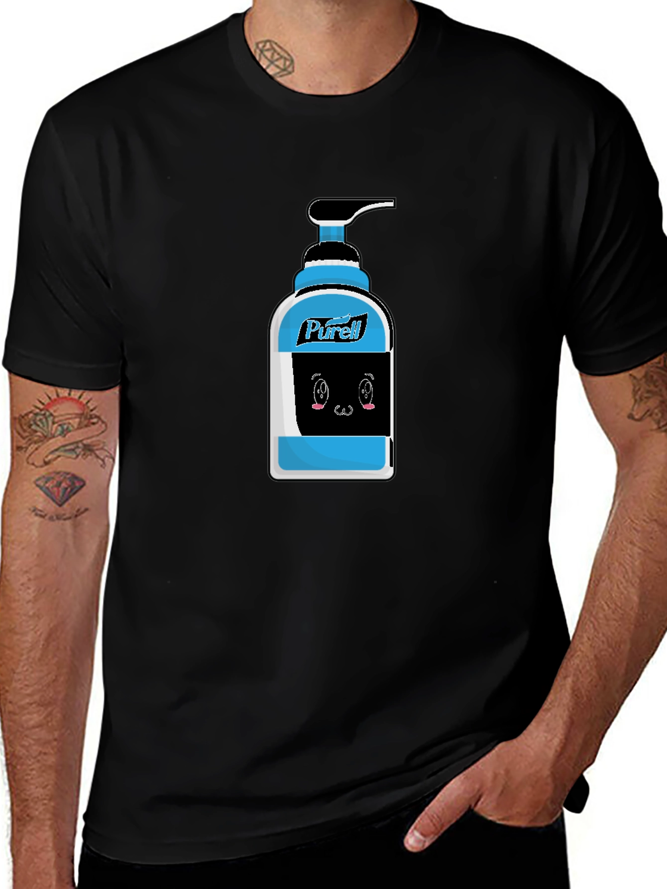 Variant 2 of Purell Cartoon Graphic Black T-Shirt