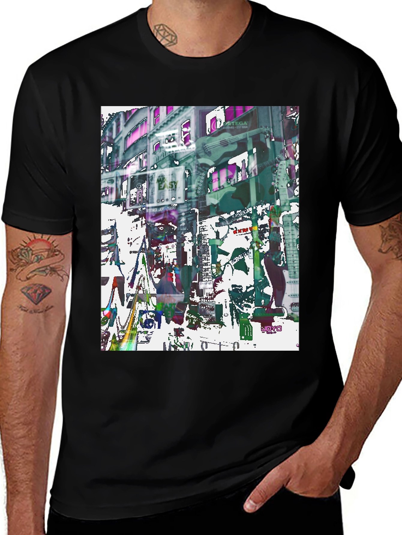 Variant 6 of Abstract Guitar Cityscape Graphic Tee