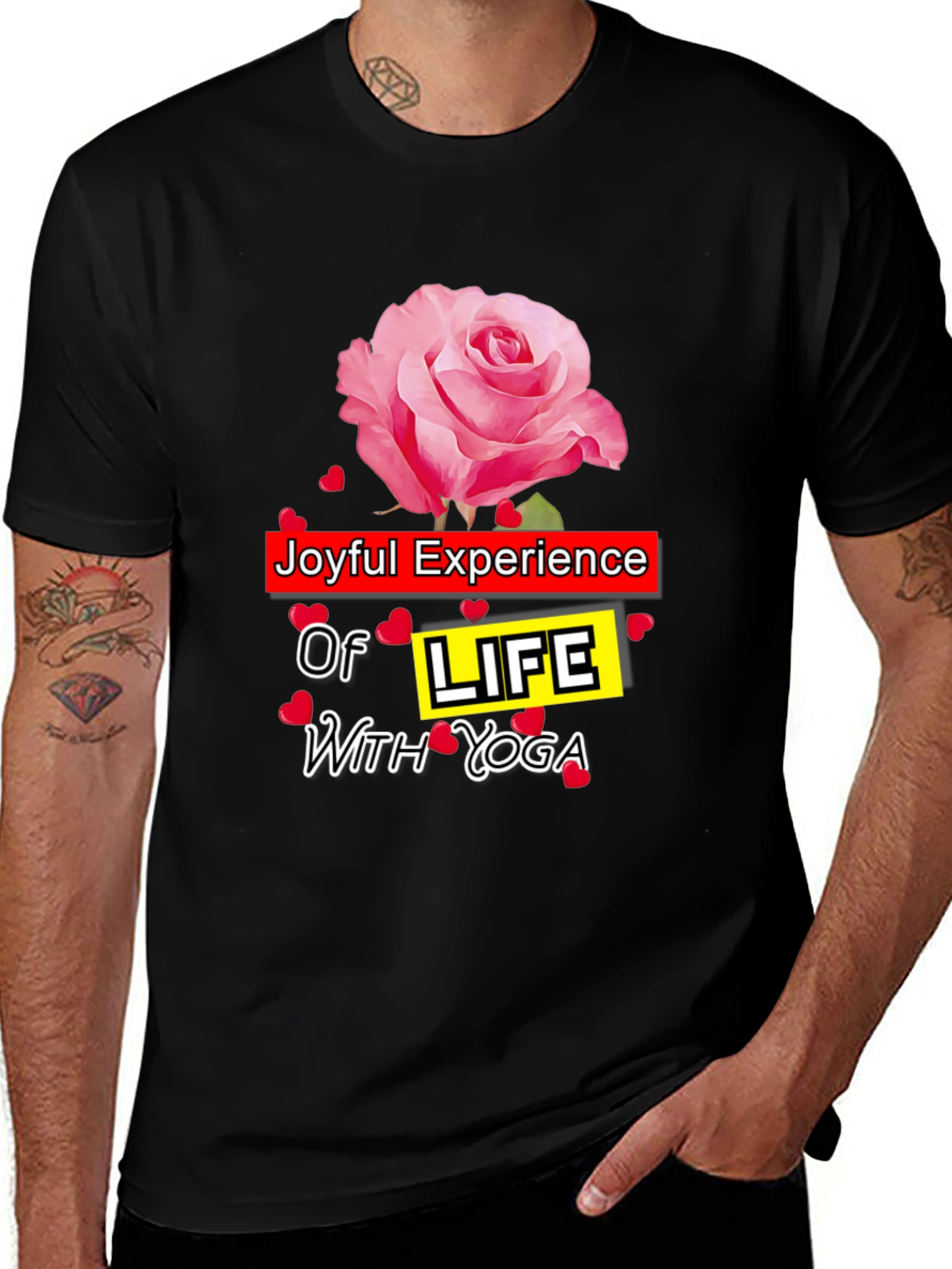 Joyful Yoga T-Shirt with Rose Design