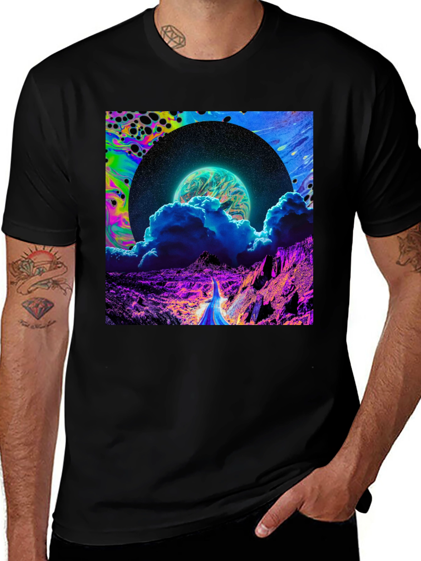 Variant 2 of Psychedelic Planetscape Graphic Tee