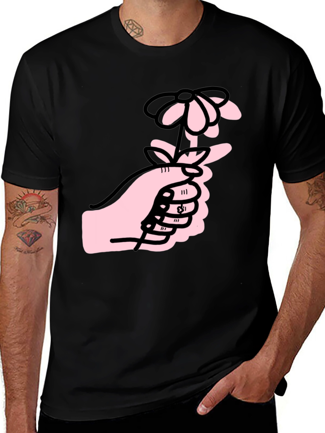 Variant 27 of Hand Holding Flower Graphic Tee