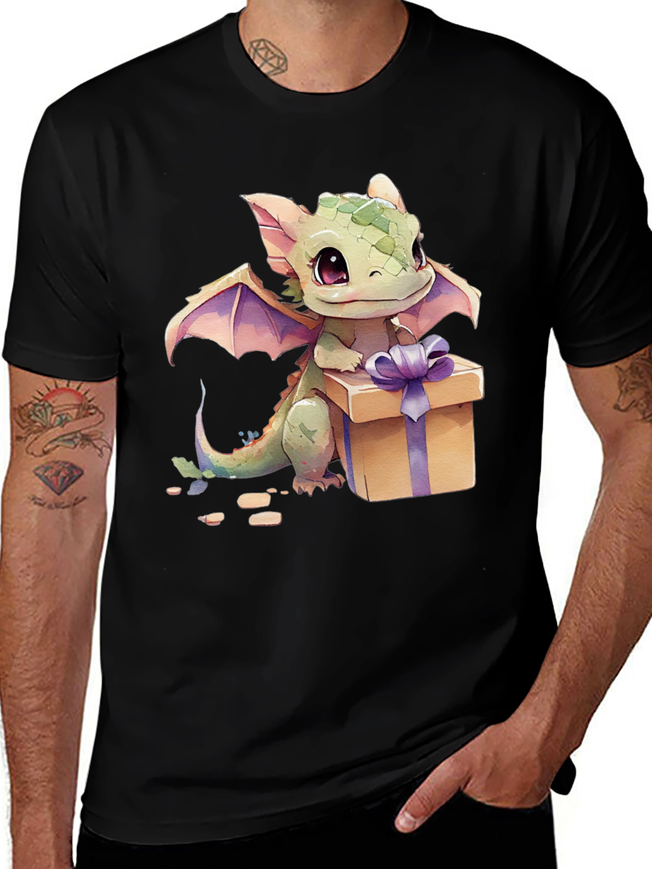 Black Cute Dragon Gift Tee main image