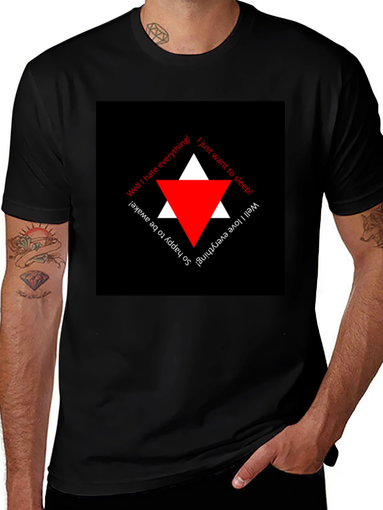 Variant 16 of Edgy Black T-Shirt with Triangle Graphic