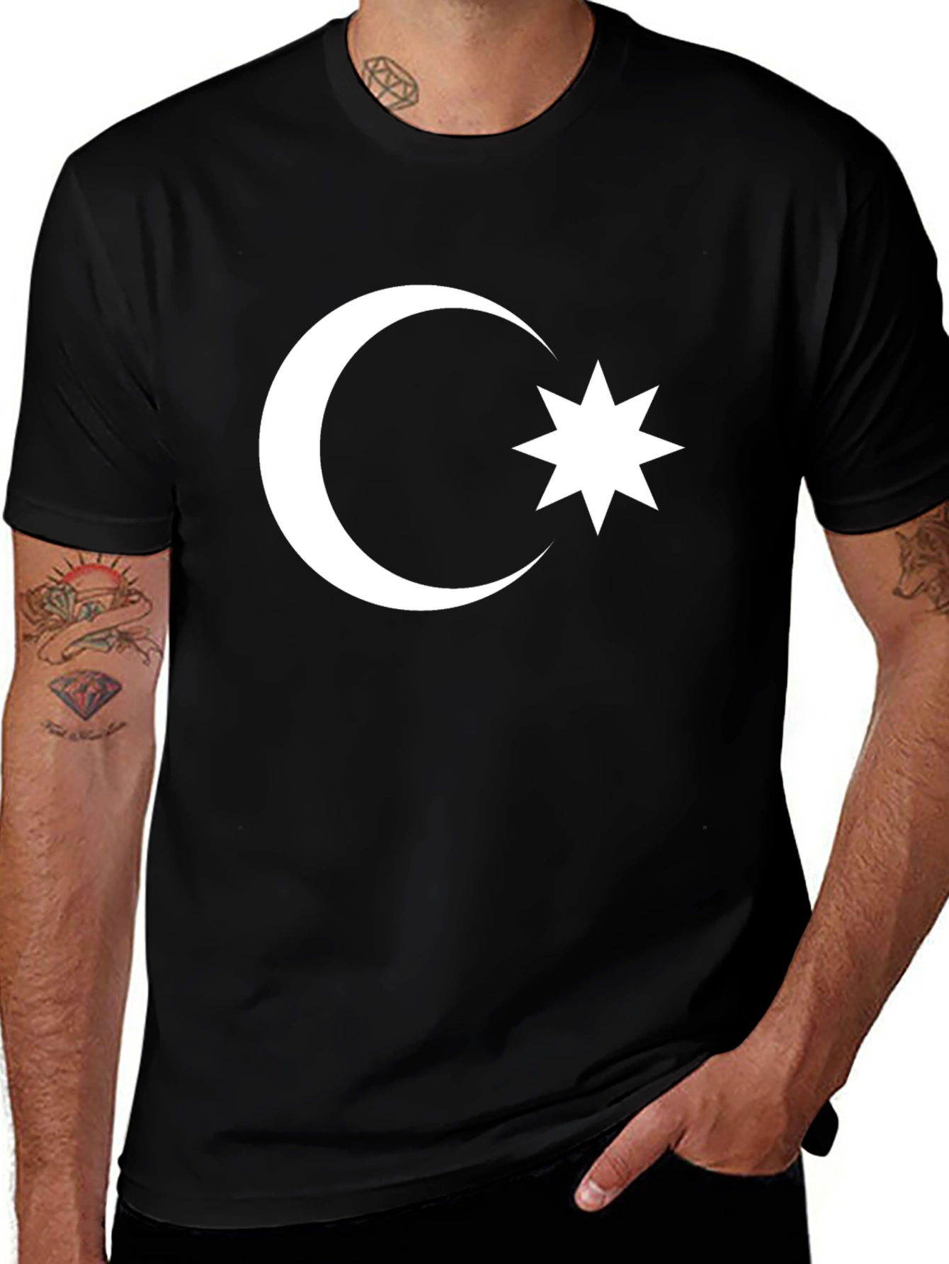 Azerbaijan Flag T-Shirt - Crescent Moon & Star